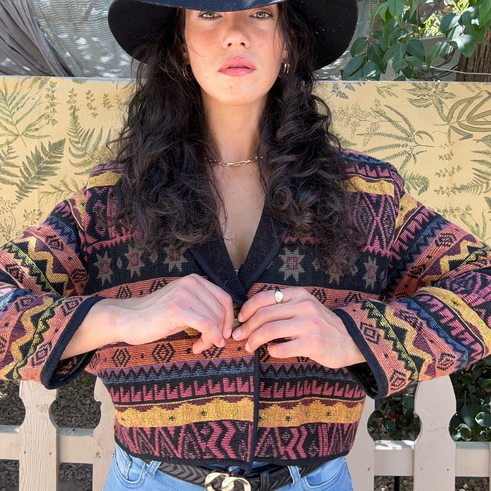 Aztec print cropped jacket